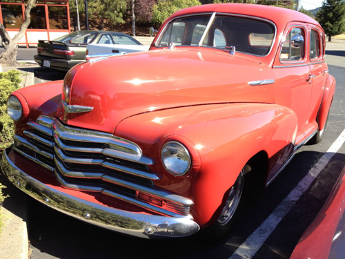 red-old-car-moraga-parking-lot