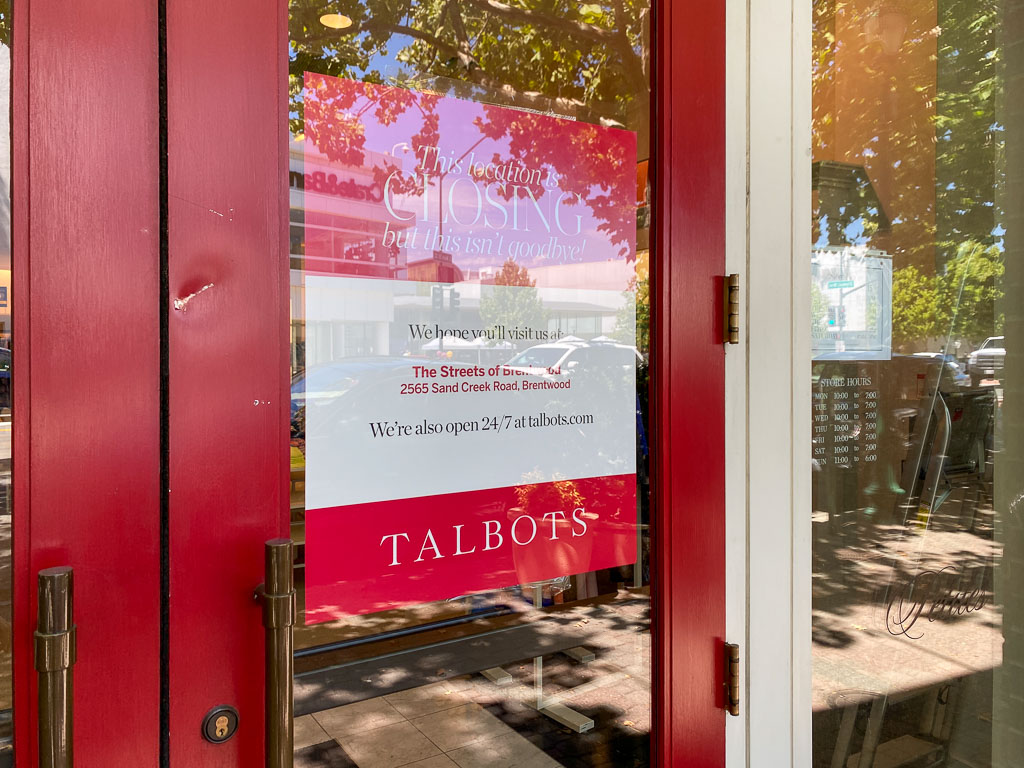 Talbots Closing in Downtown Walnut Creek Beyond the Creek